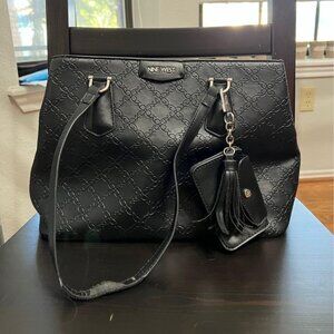 Nine West Women's Black Crossbody Tote Bag with Key Chain Wallet